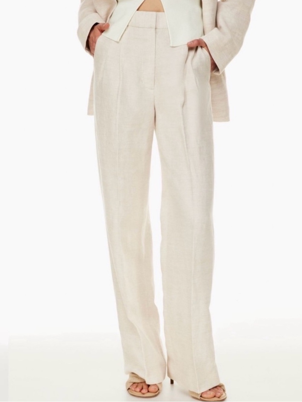 Aritzia Wilfred The Effortless Pant Linen Natural Ecru Size 6
